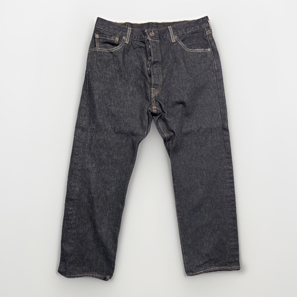 Levi's 501 Jeans 36x30 (34x28) Black Dark‎ Wash Button Fly Straight Leg Denim
